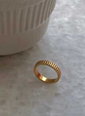 DASEIN ACC简约时尚冷淡ins小众可水洗条纹叠戴钛钢尾戒男女戒指