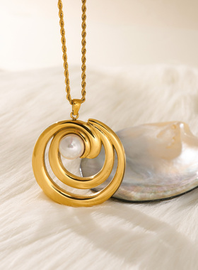 【DASEIN】INS博主同款18k镀金细麻花链春夏季海洋风漩涡珍珠项链