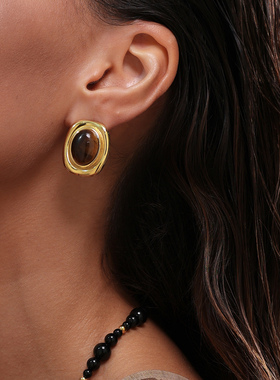 DASEIN ACC欧美时髦清冷系耳饰虎眼石独特耳环2024新款爆款高级感