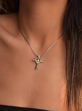 【DASEIN】情人节520礼物轻奢高级感救赎神圣银色十字架锆石项链