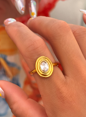 【DASEIN】欧美风18k不锈钢低致敏性夏日OL时尚上帝之眼锆石戒指