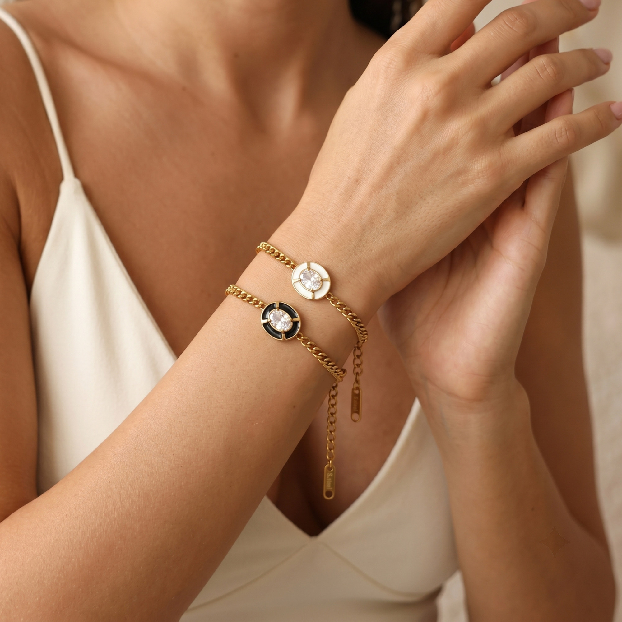DASEIN 欧美轻奢时髦风古巴链短款链条OOTD超闪百搭小香风手链