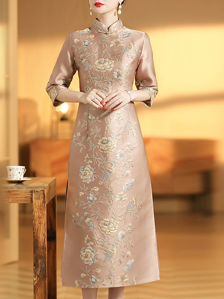 Demi-season cheongsam, fitted suhe traditional wedding dress, Chinese style