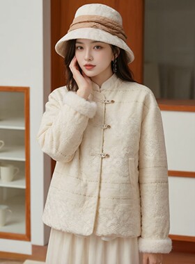 盘扣白鸭绒90%保暖丝绒羽绒服冬