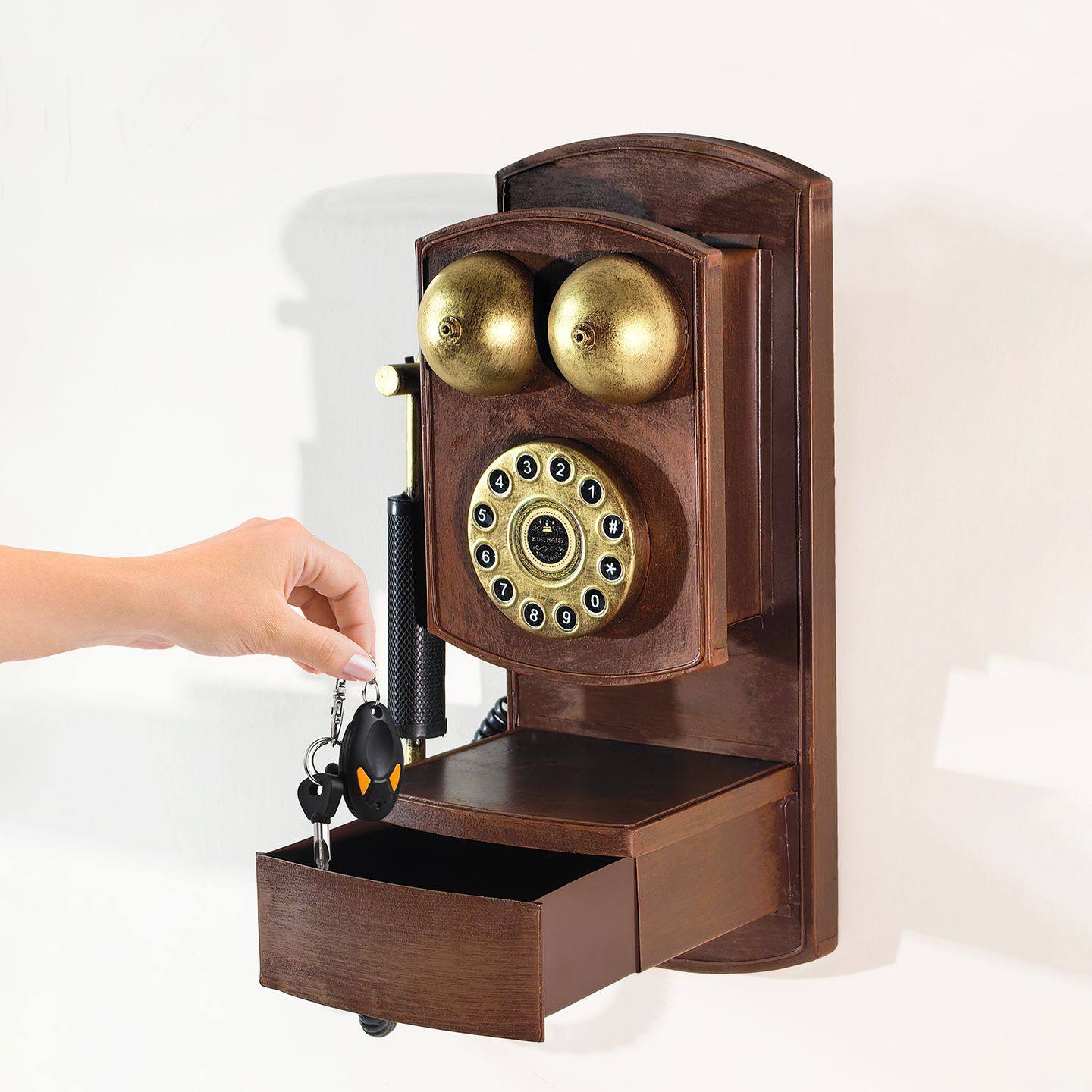 欧式复古民国风壁挂电话机模型抽屉收纳模型道具装饰摆件墙壁挂饰