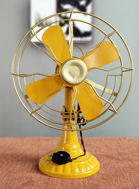 怀旧复古电风扇模型铁艺装饰品