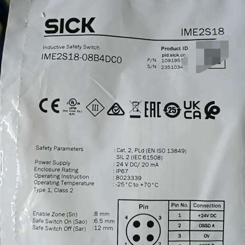 SICK西克IME2S18-08B4DC0安全开关 议价