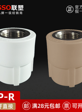 联塑管道20 25 32x1/2 3/4 1寸PPR冷热水管内丝牙钳铜丝扣直接通