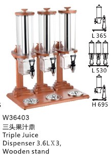 KINGO不锈钢三头旋转麦片分配器 酒店透明麦片机W36301