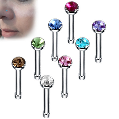 18/40 Nose ring piercing 锆石鼻钉不锈钢直杆穿刺鼻饰套装0.8mm
