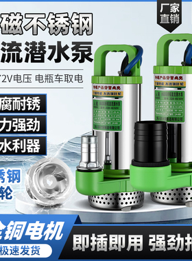 上海人民12V24V48V60V72V直流潜水泵高扬程抽水泵电瓶电动车水泵