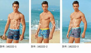 品牌专柜正品号手温泉男士游泳衣休闲平角游泳裤162222灰绿右XL