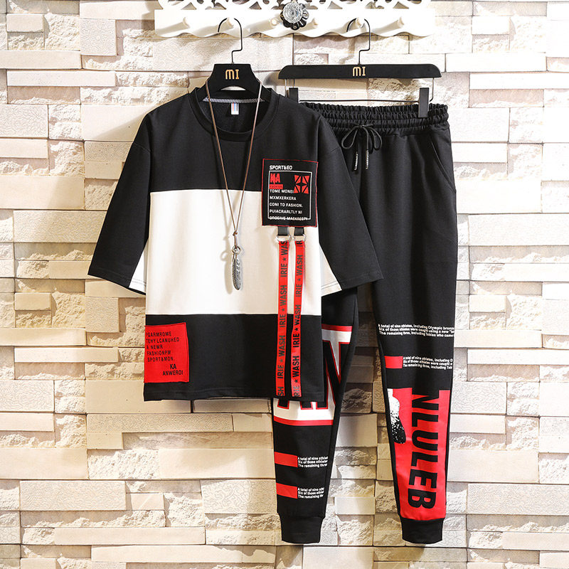 春夏短袖T恤男青少年韩版休闲两件套装潮初中高中学生帅气一套|ruв категории Мужская одежда, брюки - от Buy2taobao.com для оказания профессиональной услуги покупки агента Taobao