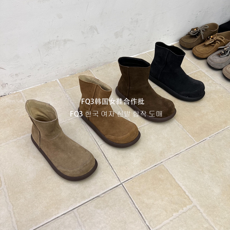 FQ3 实拍BEI LI XUAN短靴女磨砂真皮套筒马丁靴休闲瘦瘦靴女秋冬