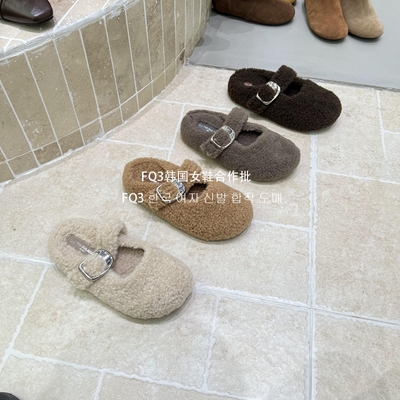 FQ3 实拍THE BULAGE秋冬羊羔毛鞋女厚底防滑玛丽珍鞋女毛毛半拖鞋