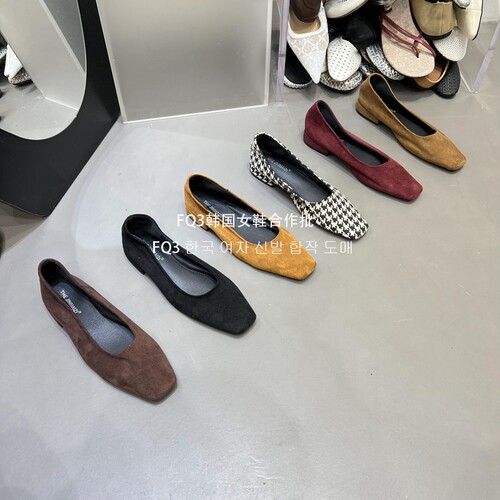 FQ3 实拍JIN MAI ZI复古方头浅口套脚女粗跟中跟一脚蹬磨砂皮单鞋