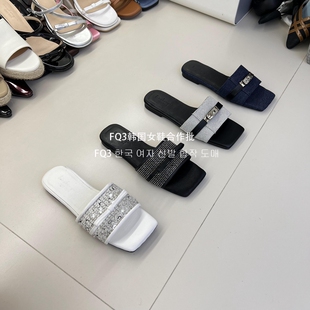 露趾鞋 牛仔帆布一字式 拖外穿平跟软底防滑日常凉拖 实拍SY新款 FQ3