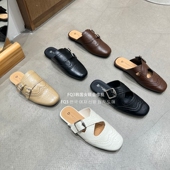 穆勒鞋 FQ3 女软底复古方头交叉搭扣夏季 DOUDOU包头半拖鞋 实拍THE