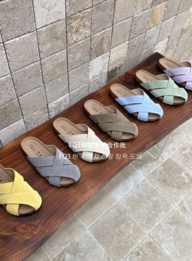 FQ3 实拍BEI LI XUAN夏季缕空休闲百搭轻便软底防滑磨砂真皮半拖