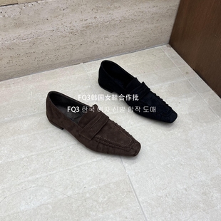 女单鞋 FQ3 GUO复古秋冬绒里保暖小方头反绒中跟乐福鞋 实拍MAN