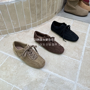 女防滑厚底休闲鞋 BULAGE圆头绒面拼接系带德训鞋 秋冬 实拍THE FQ3