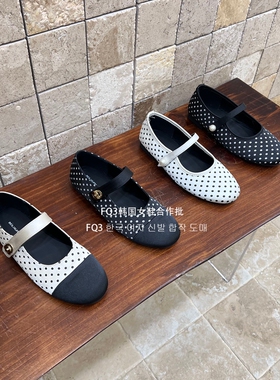 FQ3实拍 BEI LI XUAN 波点拼接圆头浅口玛丽珍鞋2026早春浅口单鞋