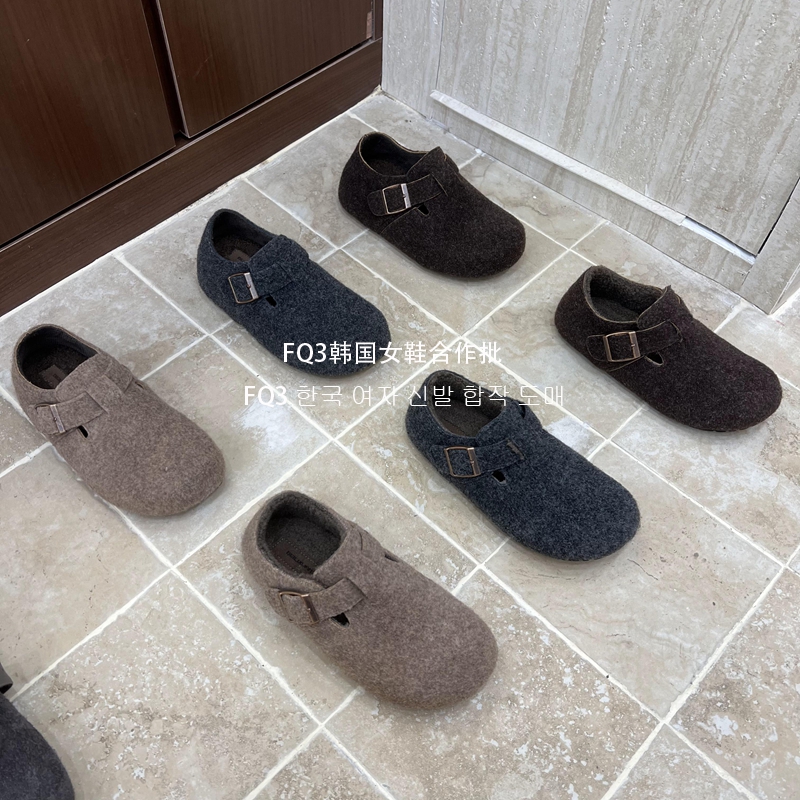 FQ3 实拍BEI LI XUAN内增高绒面套脚加绒保暖勃肯鞋女毛呢乐福鞋