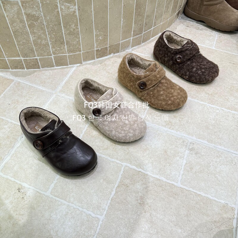 FQ3 实拍THE BULAGE加绒保暖秋冬厚底内增高棉鞋女毛绒勃肯鞋单鞋
