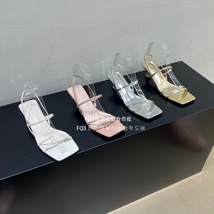 FQ3实拍 FANTSEE 法式简约细带高跟凉鞋女2026夏韩版方头细跟凉拖