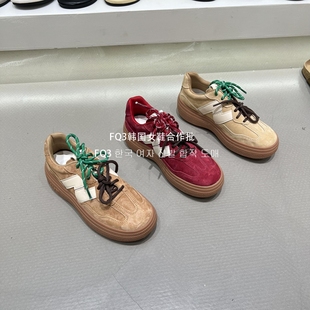 女圆头绑带低帮鞋 FQ3 厚度磨砂真皮休闲鞋 DUODUO德训鞋 女 实拍THE