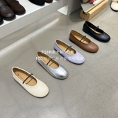 FQ3实拍 橡筋软底银色浅口单鞋 doudou复古圆头平底单鞋 女2026韩版