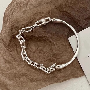 极简风复古马蹄手链拼接重工小众高级感轻奢个性百搭新品手饰品