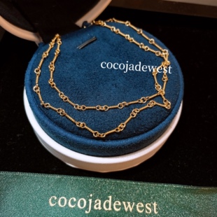 cocojadewest22k金厚金实心百搭万能链毛衣链素链金项链男女通用