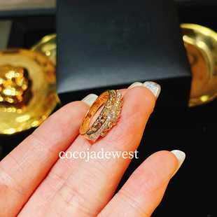 22K金天然钻石镶嵌真钻小守护潮男潮女十字架花戒指珠宝定制礼物