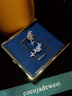 18k金钻石au750缱绻蝴蝶钻石耳钉四蝴蝶满钻耳环高级精致百搭