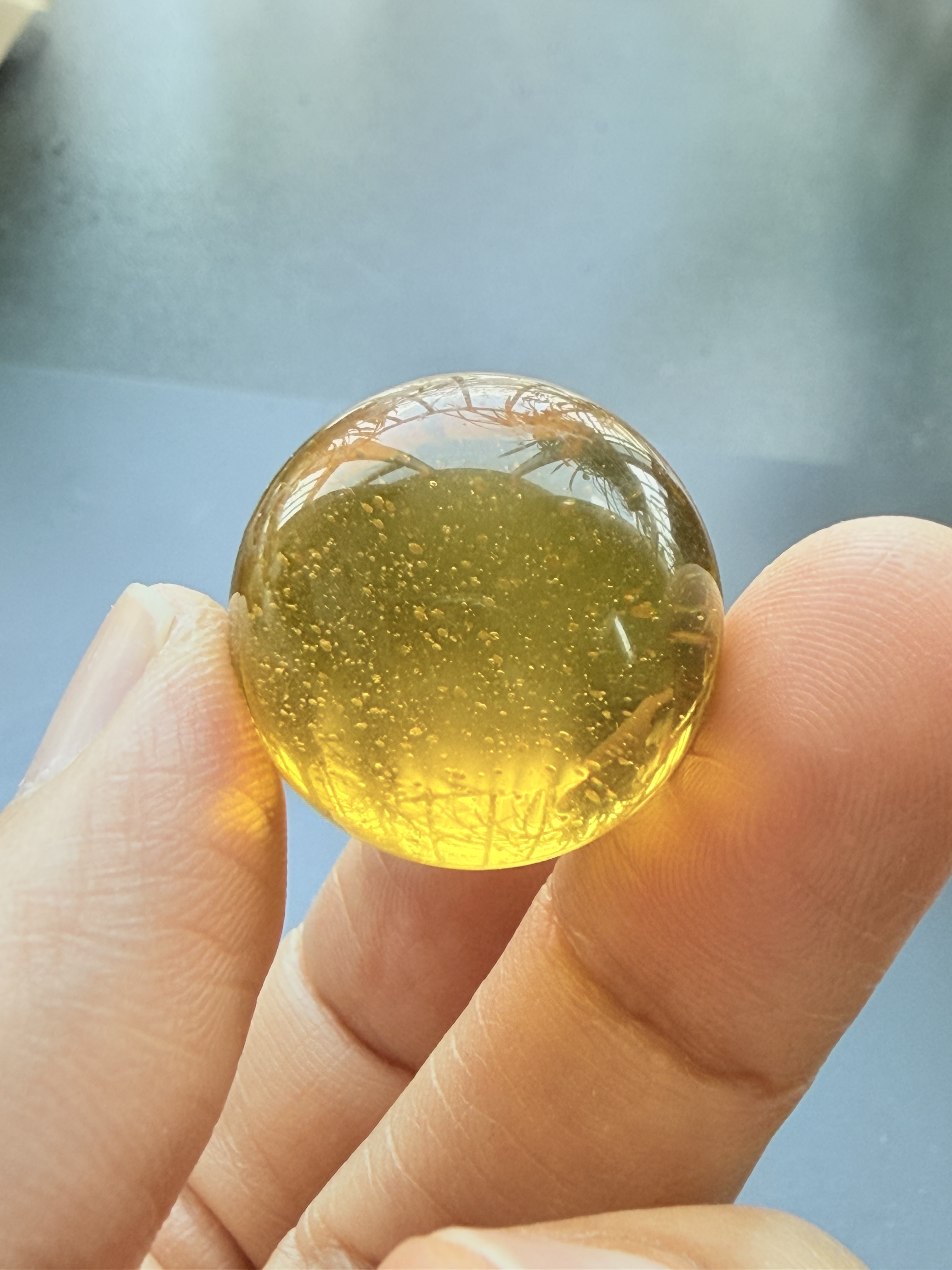 天然琥珀圆珠原矿饰品摆件原石打磨珠宝玉石文玩半蜜金珀带鉴定证