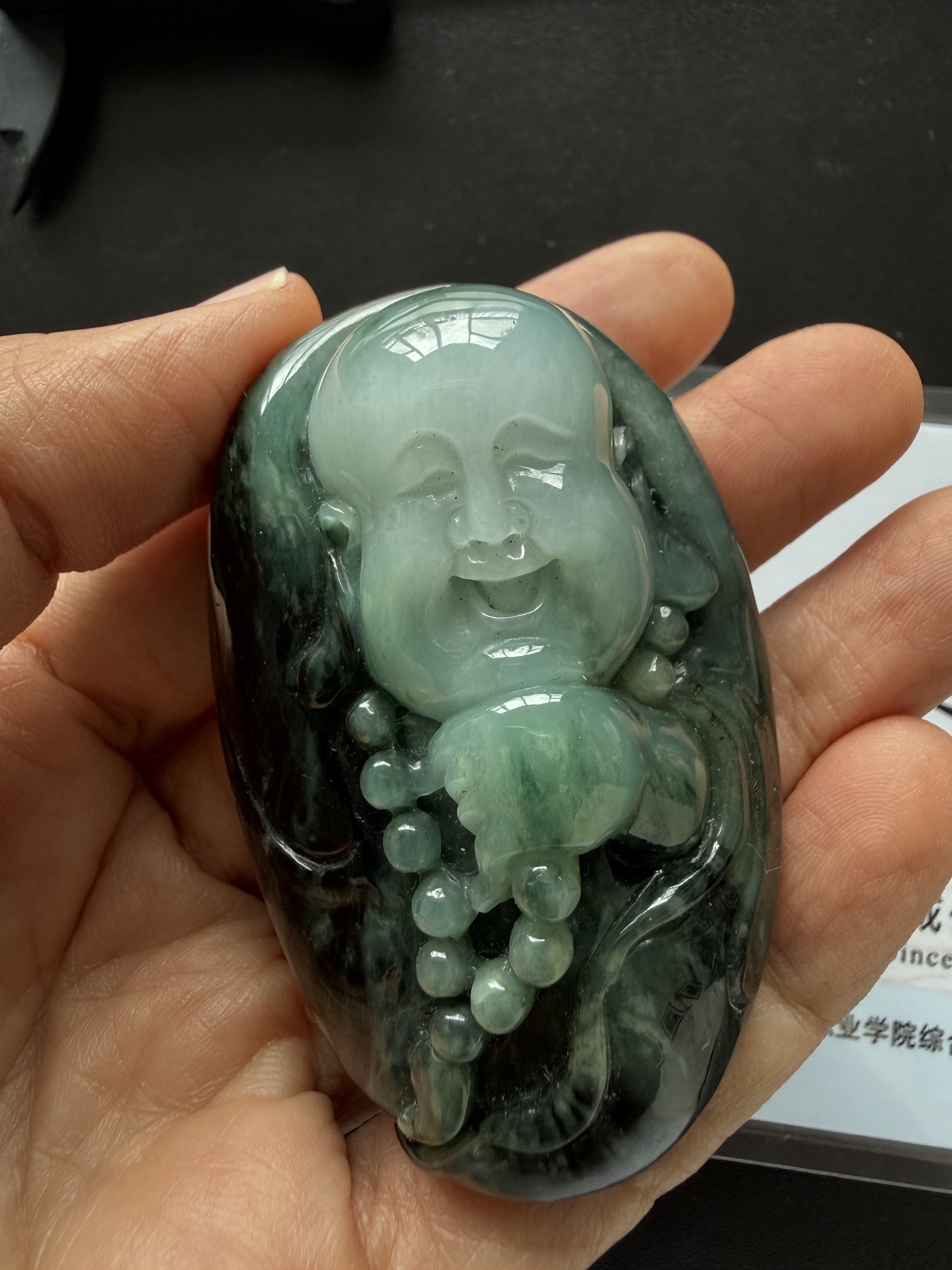 缅甸翡翠财神爷弥勒佛平安佛手把件文玩玉坠珠宝玉石开业礼品鉴定