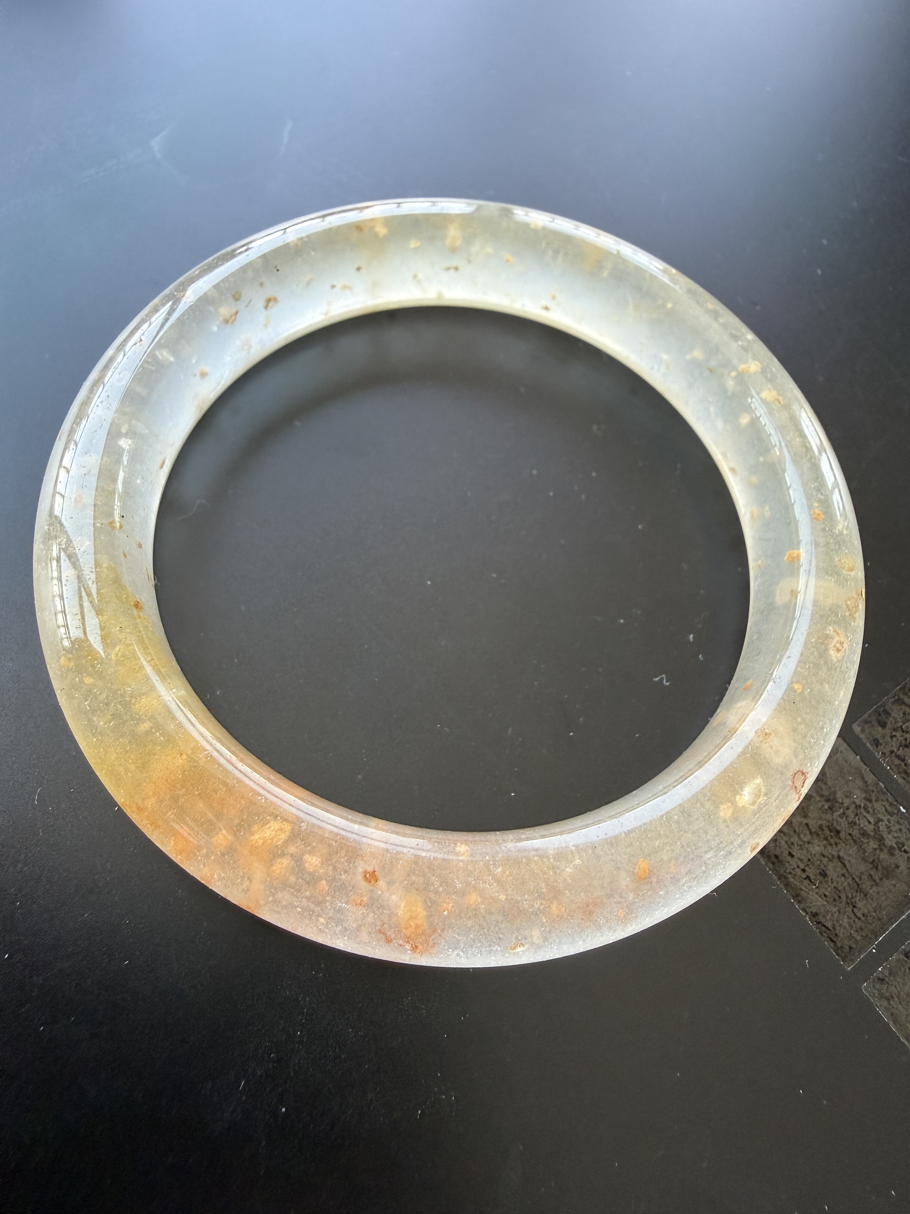 黄龙玉A货手镯带鉴定证书玉石宝石光手工珠宝礼品礼物冰种圈口54