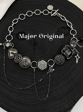 美作原创MAJOR 高级感暗黑爆闪链条「星夜梦旅」轻奢锁骨朋克项链