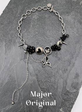 美作原创MAJOR  蝴蝶爱心暗黑风锁骨项链「夜幕之舞」朋克钛钢y2k