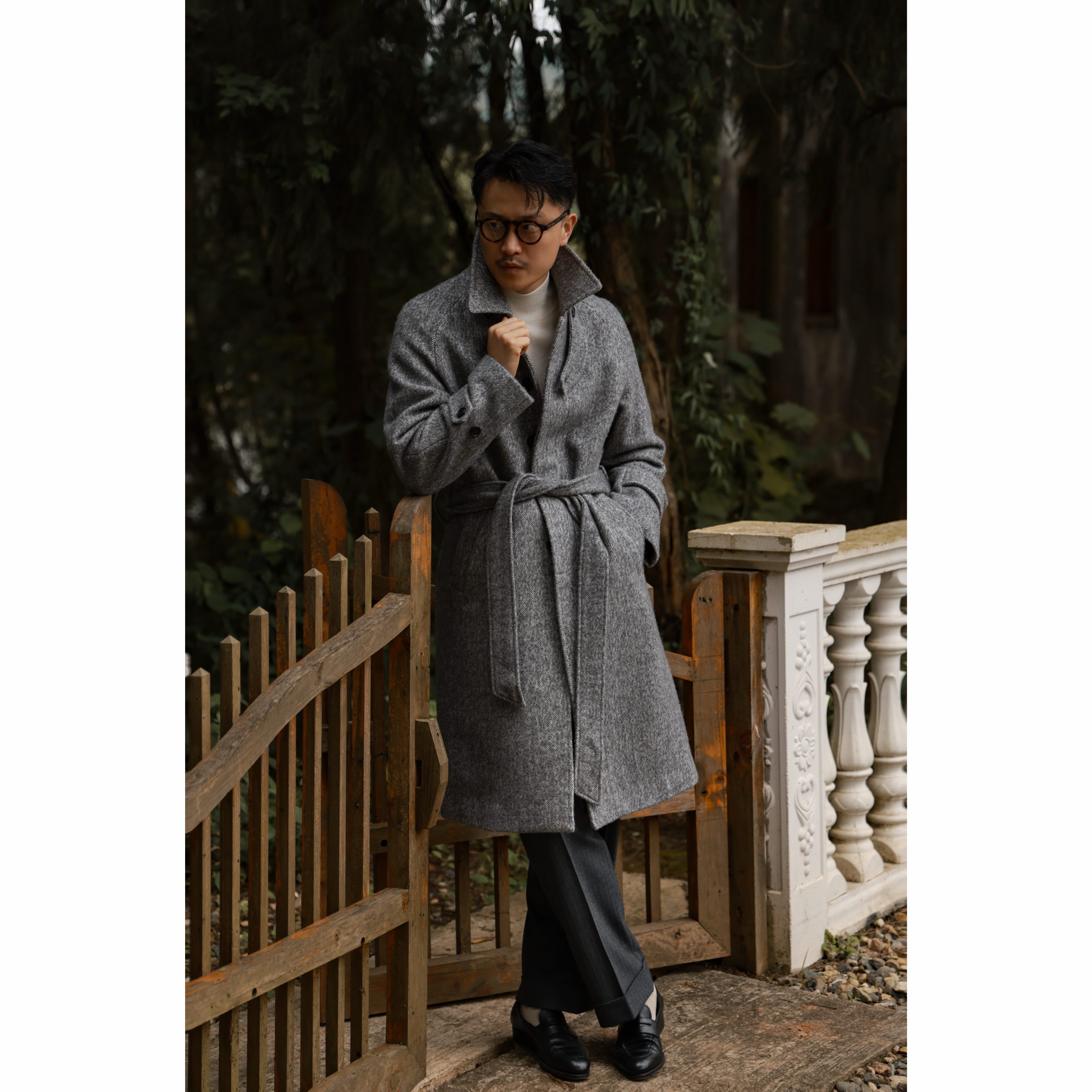 UGENTLE长款羊毛冬季粗毛呢大衣