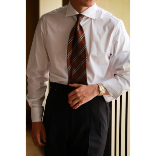 八字领 鹰爪钉扣「优雅白」意式 绅士 长袖 UGENTLE 衬衫 深海贝母