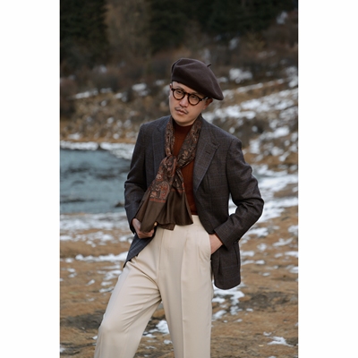 UGENTLE男装半麻衬双耳领单西