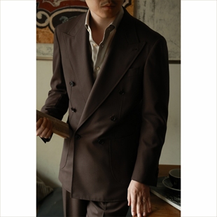 UGENTLE男装 全麻衬 羊毛强捻面料「布朗森林」双排扣6扣1 套装男