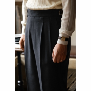 高腰西裤 UGENTLE男装 巴黎扣 羊绒面料「迷雾灰法兰绒」意式 秋冬