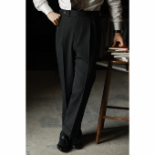 重磅骑兵呢 纯羊毛「石墨灰」意式 巴黎扣 UGENTLE男装 高腰西裤 男