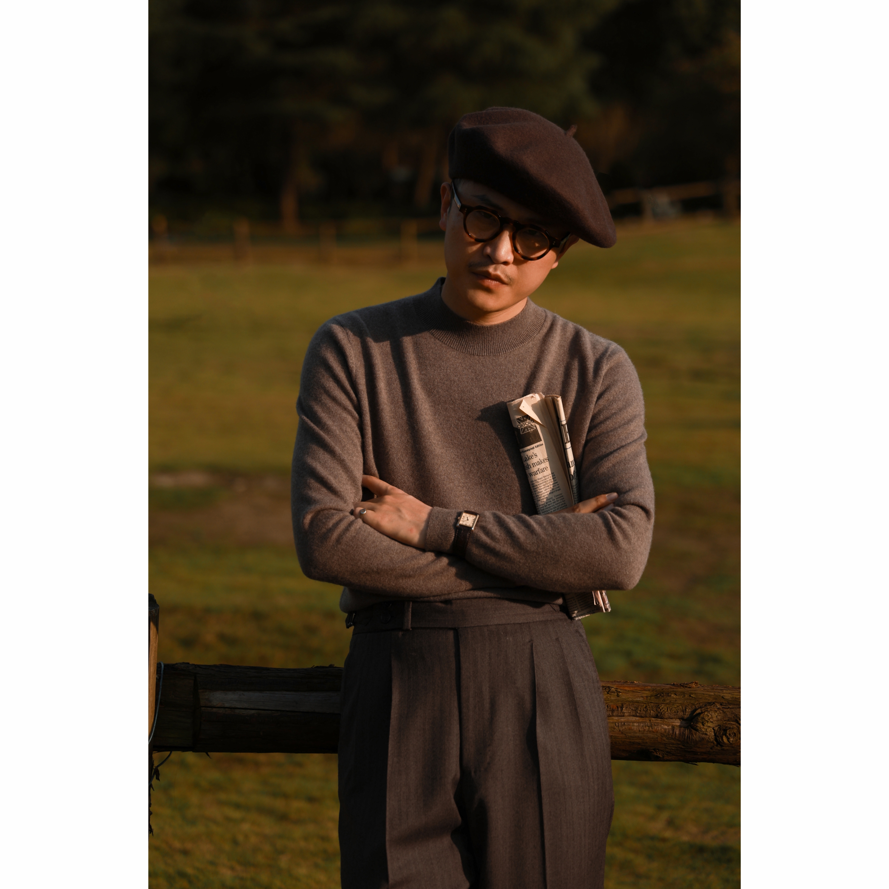 UGENTLE长袖羊绒混纺半高领毛衣