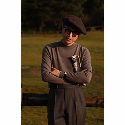 UGENTLE长袖羊绒混纺半高领毛衣