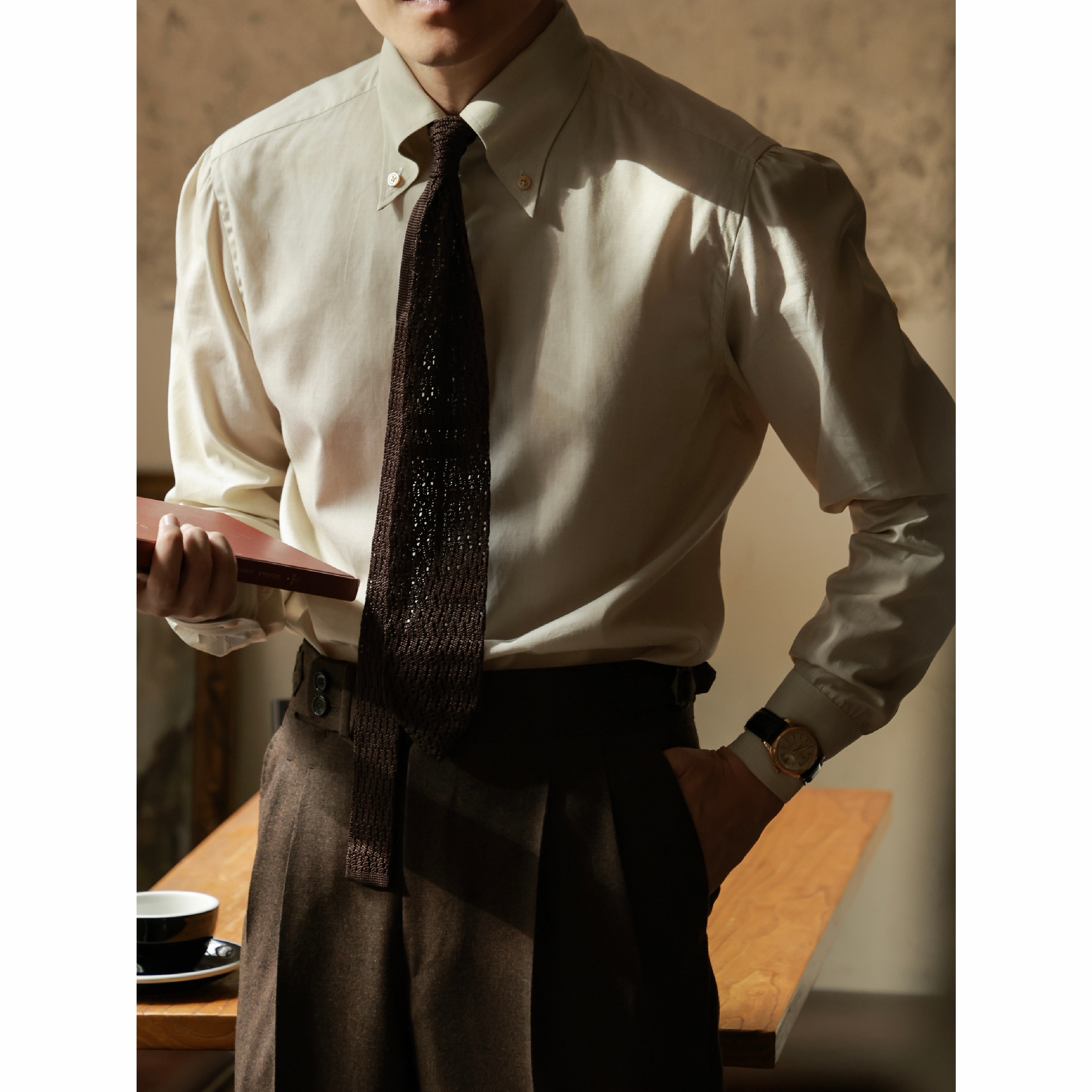 UGENTLE男装意式手工长袖衬衫男