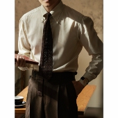 纯棉「燕麦奶酪」Button down领 意式 UGENTLE男装 手工三步衬衫 男